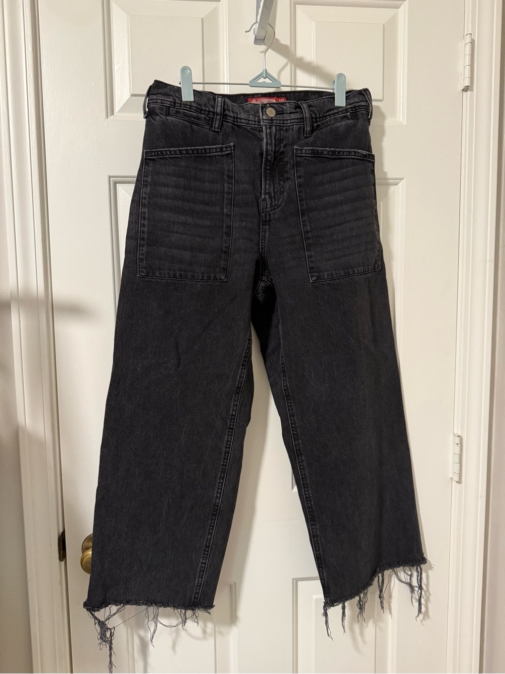 Lucky Brand Black Wide-Leg Jeans with Raw Hem